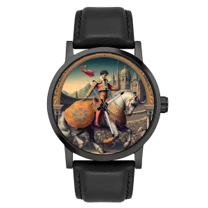Maximalist Colorful Art Solid Brass Men's Dress Watch * athlete bicameral Atlantic spectacle cling bright Collectible Watches Spanish Bullfighting Picador & His Horse 