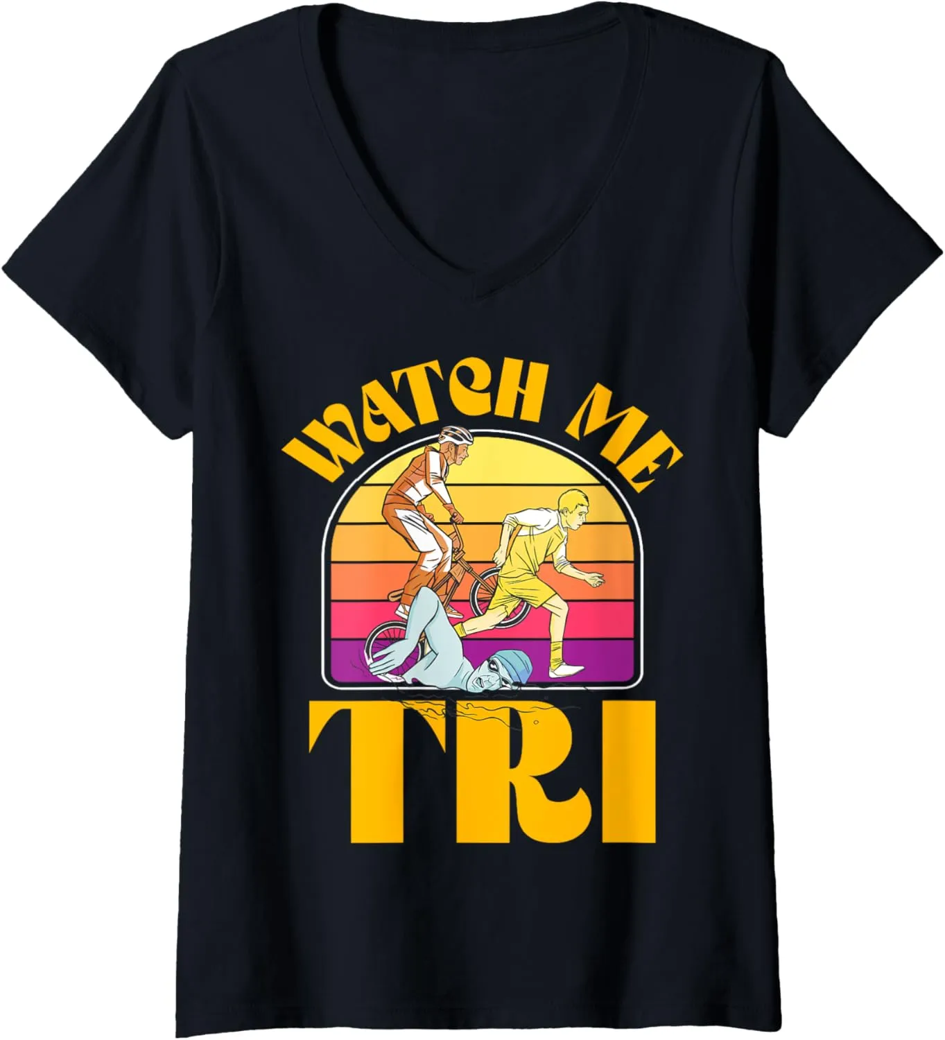 me TRI Triathlon Swim Bike Run Triathlete Sports V-Neck T-Shirt Womens cranial rash modeling Watch 
