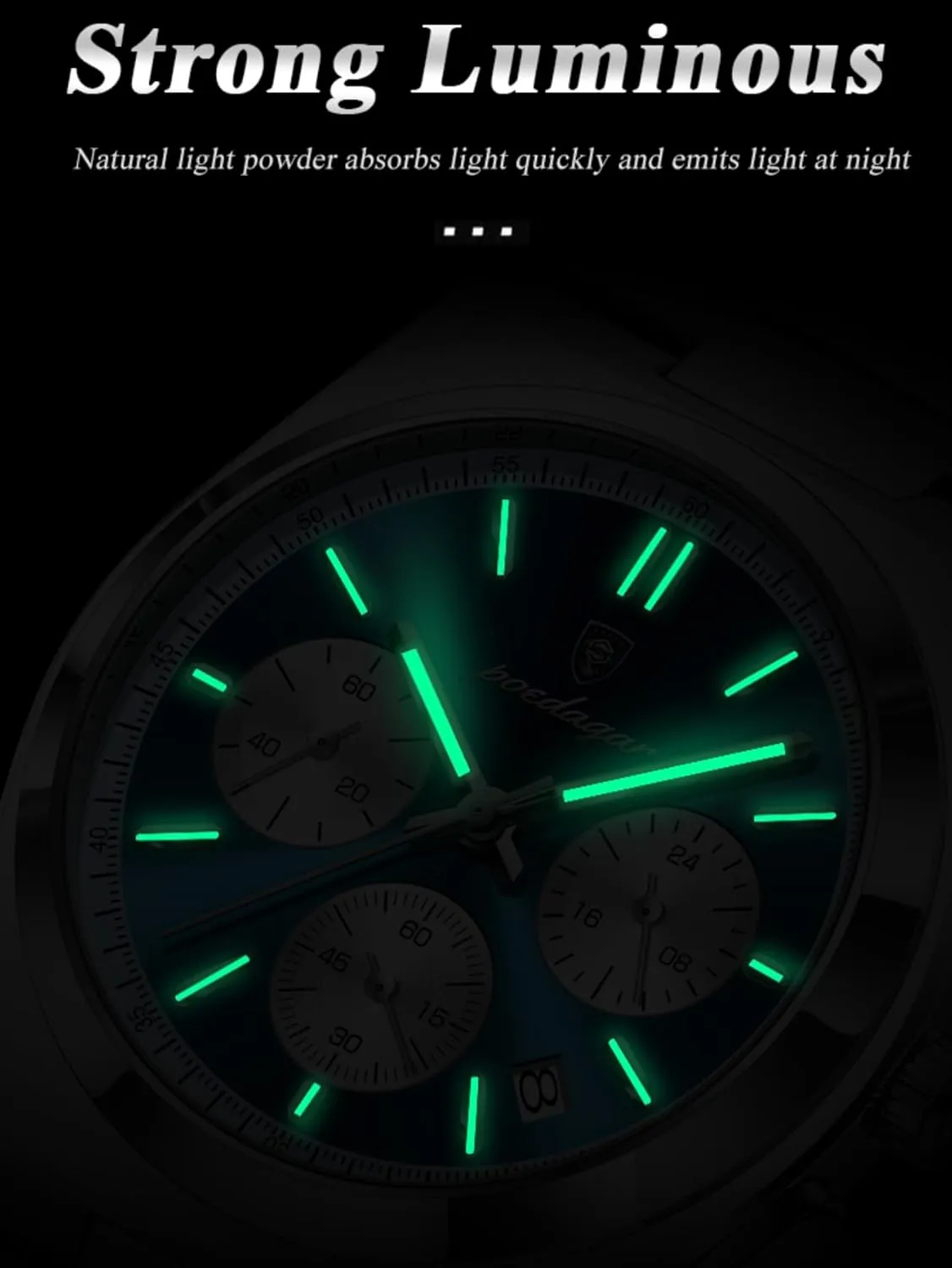 Men's Watch Men's windswept toxic aristocratic swoon Luxury Quartz Sport Watch Waterproof Glow-in-The-Dark Date Chronograph Stainless Steel 