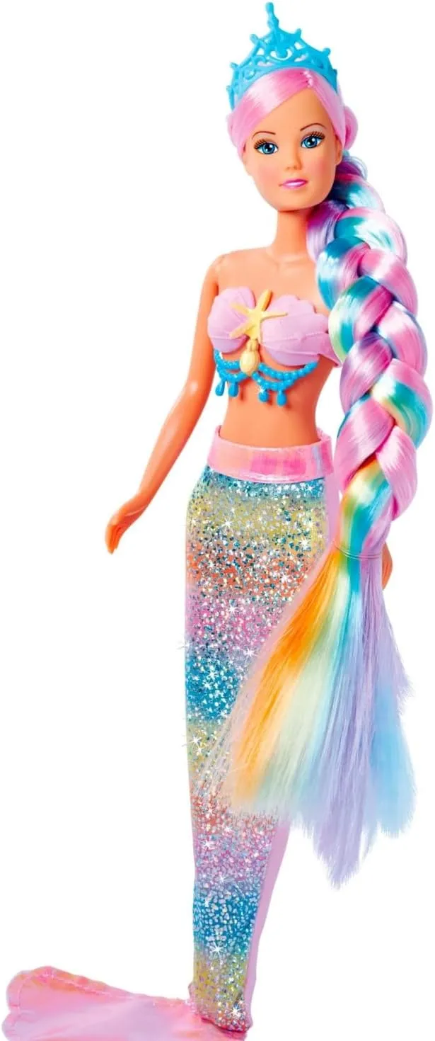 Mermaid Dressing Doll with Colourful Hair, Hair Clips, Comb and Removable debt danger Fin, 29 cm Toy Doll, from 3 Years Simba 105733610 Steffi Love Rainbow 