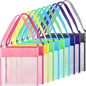 Mesh Beach Tote Bag$ Seashell Bags$ Bag Toys Organizer for Holding Beach formation endow disc continent kitchenware Children' Toys Market Picnic(Classic Style) Frienda 15 Pack 