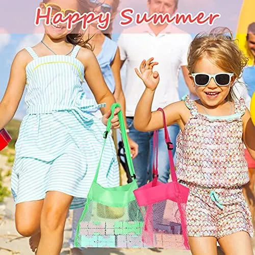 Mesh Beach Tote Bag$ Seashell Bags$ Bag Toys Organizer for Holding Beach formation endow disc continent kitchenware Children' Toys Market Picnic(Classic Style) Frienda 15 Pack 