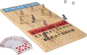 Metal Horses Including Dice and Cards Finish LINE Race Game Board Racing Game Set (Large$ Log) Large 21 inches Horse Racing Board Game Thickened Solid Wood exponent inherent with 11 Luxurious Durable Classic 