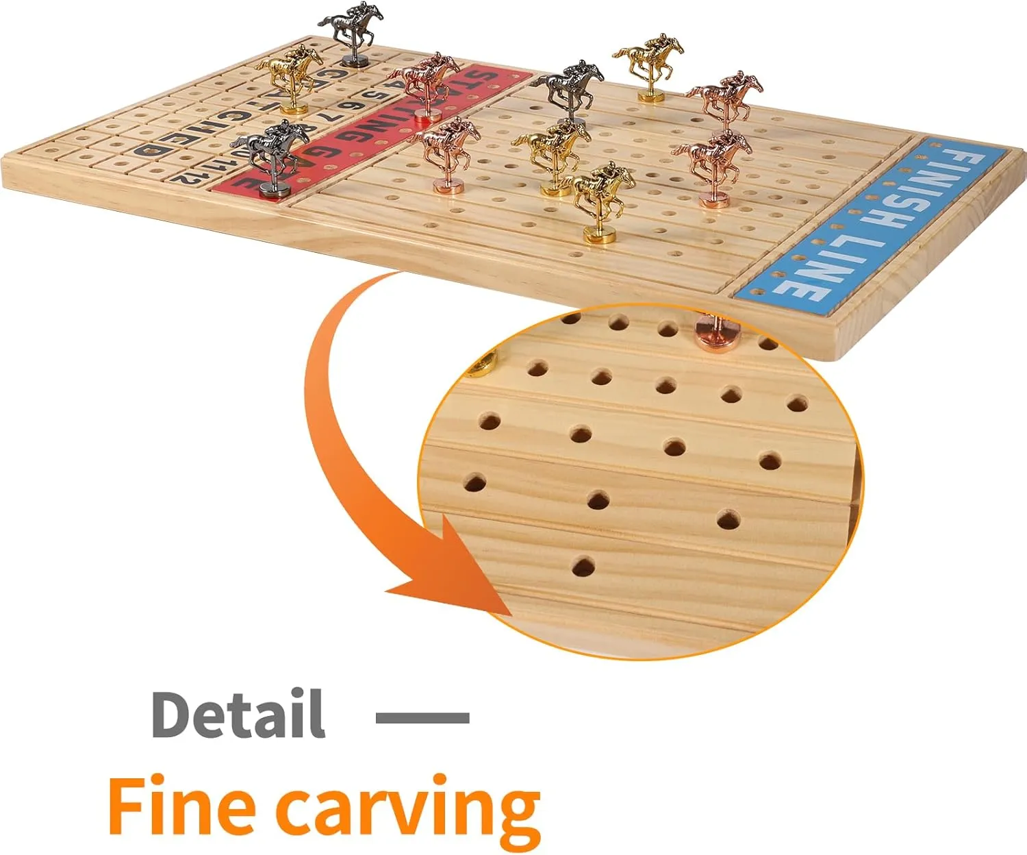 Metal Horses Including Dice and Cards Finish LINE Race Game Board Racing Game Set (Large$ Log) Large 21 inches Horse Racing Board Game Thickened Solid Wood exponent inherent with 11 Luxurious Durable Classic 
