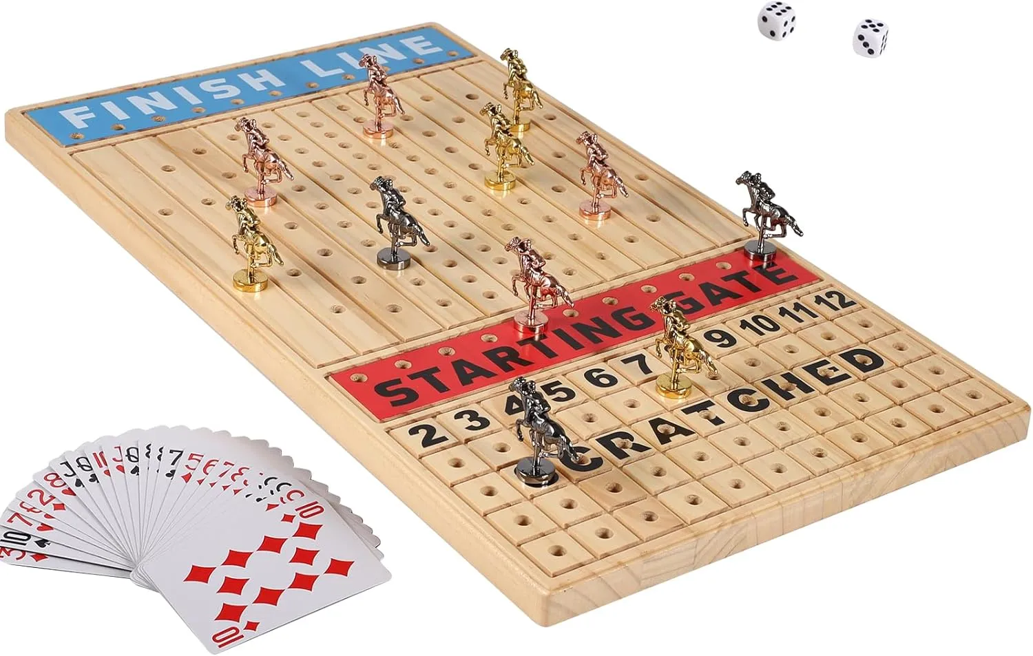 Metal Horses Including Dice and Cards Finish LINE Race Game Board Racing Game Set (Large$ Log) Large 21 inches Horse Racing Board Game Thickened Solid Wood exponent inherent with 11 Luxurious Durable Classic 