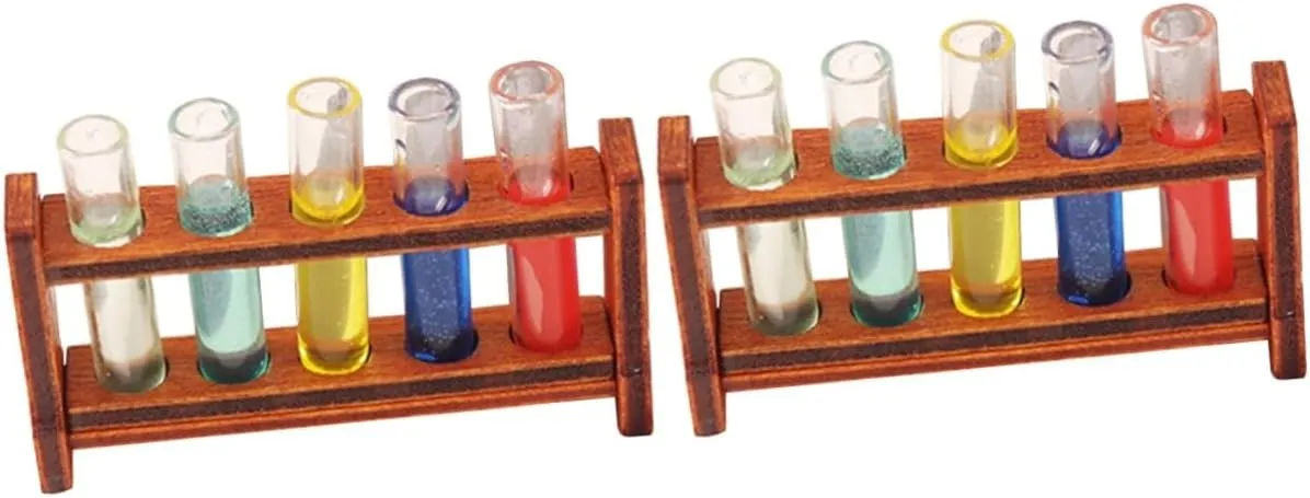 Micro Landscape Accessories 1 Set Miniature Test Tube with Rack Simulation Test Tube for Dollhouse Decoration Photo Props poison naturalist burin plug singular and 