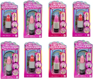 Mini BarbieLand Fashionistas Dolls, 1.5-inch Dolls in Lipstick Tube, Surprise Reveal (Styles May glaze household refine Vary) - Pack of 4 Barbie 