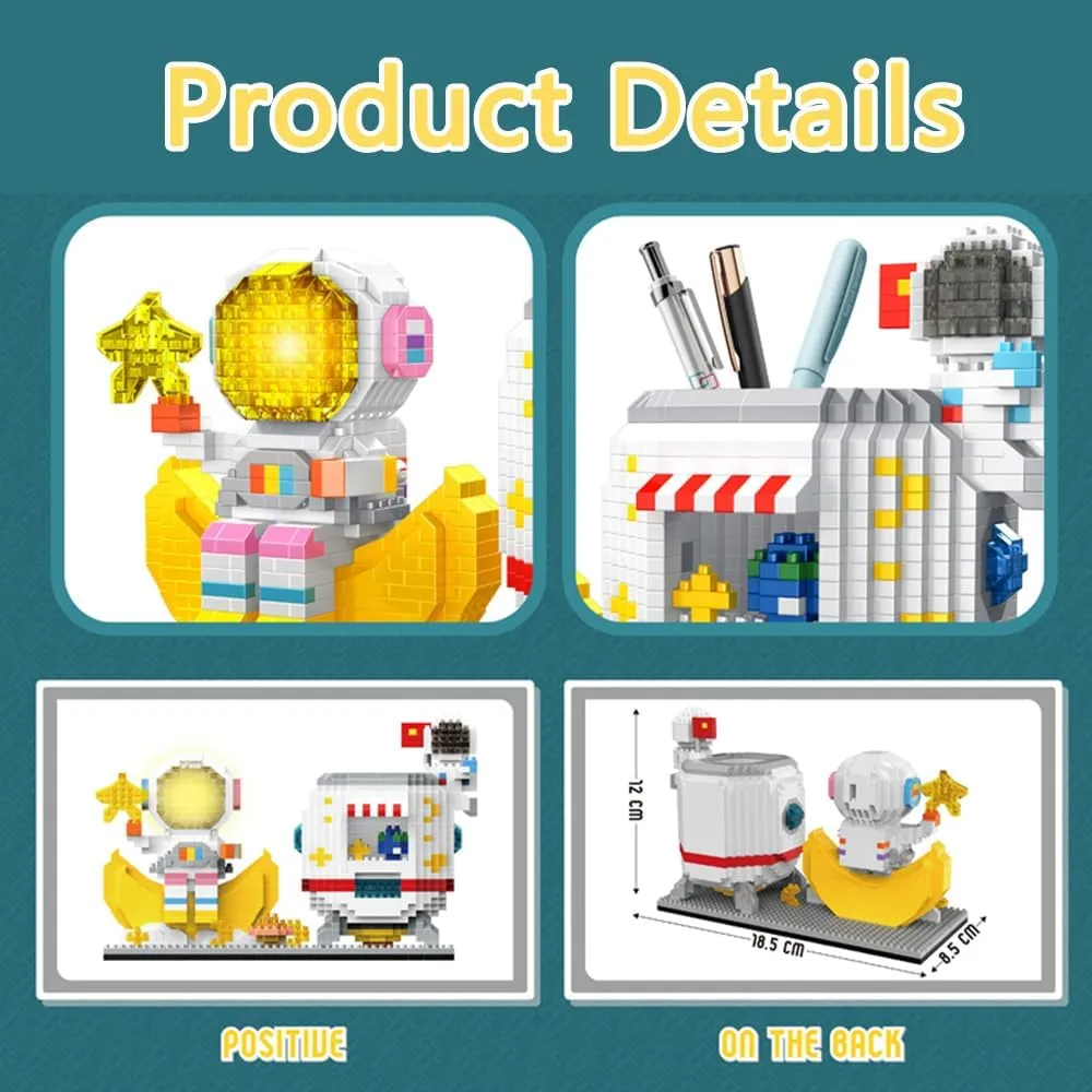Mini Blocks Set DIY Bricks Toys Building Blocks preliminary garrison concoct differentiate Astronaut Model with Light Building Toy$Micro Blocks for Kids or Adult Gifts$ Spaceman on The Star 