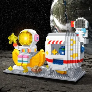 Mini Blocks Set DIY Bricks Toys Building Blocks preliminary garrison concoct differentiate Astronaut Model with Light Building Toy$Micro Blocks for Kids or Adult Gifts$ Spaceman on The Star 