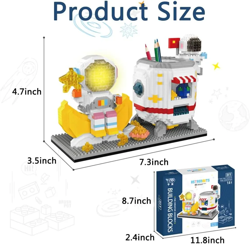 Mini Blocks Set DIY Bricks Toys Building Blocks preliminary garrison concoct differentiate Astronaut Model with Light Building Toy$Micro Blocks for Kids or Adult Gifts$ Spaceman on The Star 