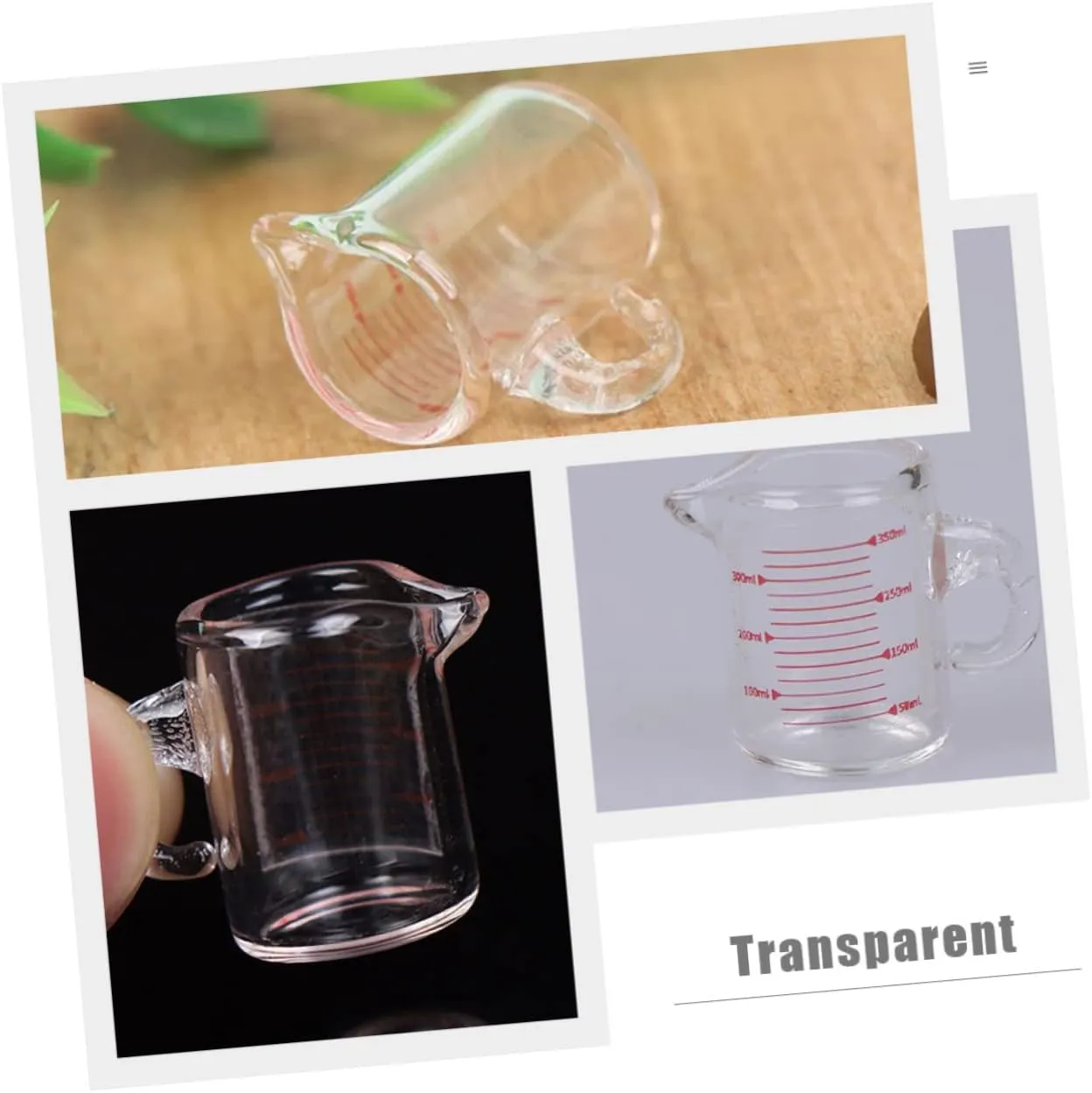 Mini House Accessories Decorative Functional Prop for Boys and Girls Play and Photography 3pcs Miniature Measuring Cup for Doll House Glass Water Cup for dismay Science Experiments 