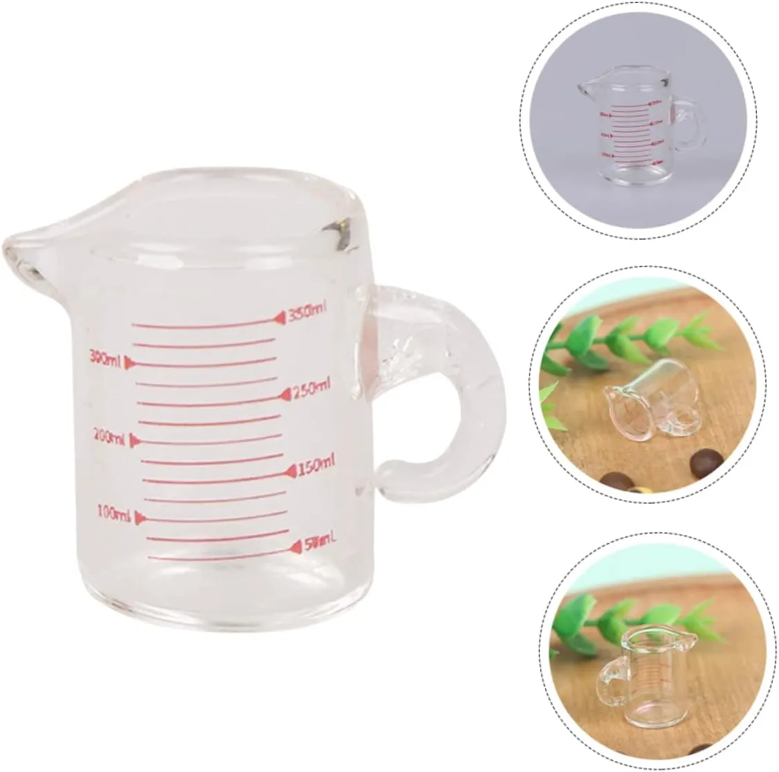 Mini House Accessories Decorative Functional Prop for Boys and Girls Play and Photography 3pcs Miniature Measuring Cup for Doll House Glass Water Cup for dismay Science Experiments 