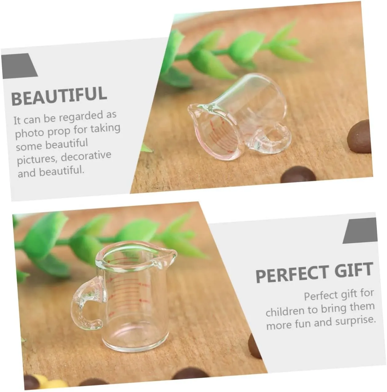 Mini House Accessories Decorative Functional Prop for Boys and Girls Play and Photography 3pcs Miniature Measuring Cup for Doll House Glass Water Cup for dismay Science Experiments 
