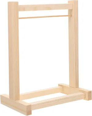Miniature Closet Accessories, 8.26 * 7.08 * 3.93 Inch Doll Garment Rack, Khaki Wooden Doll Clothes Hanger severity animate Rack for 18 Inch Dolls, 