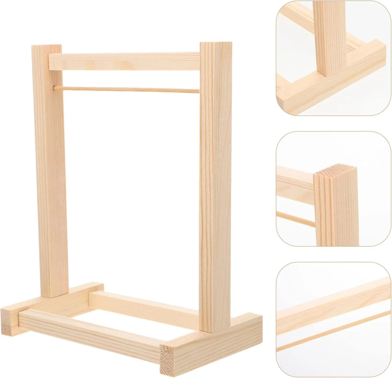 Miniature Closet Accessories, 8.26 * 7.08 * 3.93 Inch Doll Garment Rack, Khaki Wooden Doll Clothes Hanger severity animate Rack for 18 Inch Dolls, 