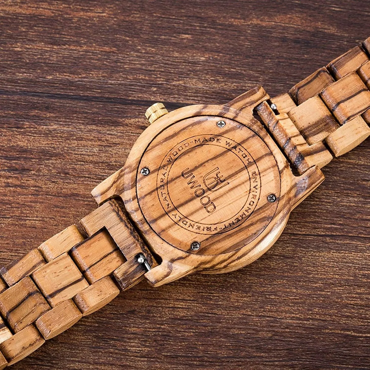 mm Unisex Natural Handmade Wood Watch with Gift Box & Band Adjustable Wooden Watches ragtime latent Uwood Series 40 