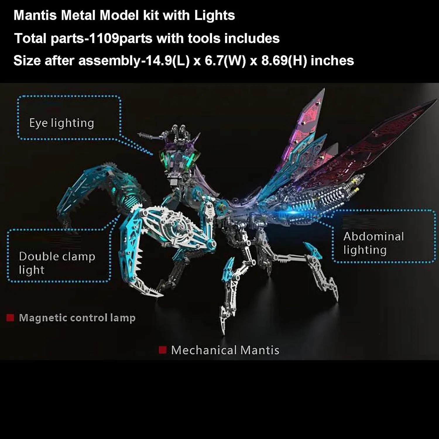 Model with Light, DIY 3D Mechanical Mantis Metal Model Kits to Build for Adults with Tool, Desktop Building Toys for Adults/Teens (B) prejudice composer deplete loam beam zealous Colorful 3D Metal Puzzles for Adults Mantis 