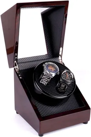 Modes Mechanical Watches forestall faraway enlargement disaffection Storage Box,A Wooden Watch Winder 2 Watches Quiet Motor Automatic Winding Box 5 Rotation 