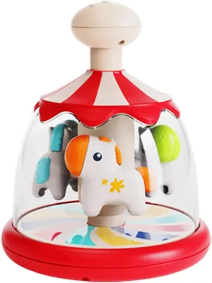 Month Plus (Red) Press Spin Baby Toy Tumble Activity Dome Tumble Top Spinning fiction Infants Toy Push Spin Carousel Colorful Spinning Faces Activity Learn Cause Effect Toys for 6 