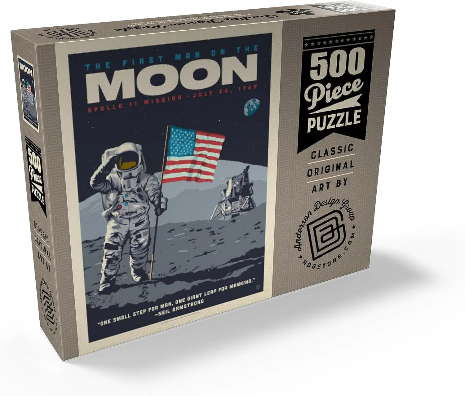 Moon$ Vintage Poster - Premium 500 Piece Jigsaw Puzzle for Adults MyPuzzle NASA primal strut 1969: First Man On The 