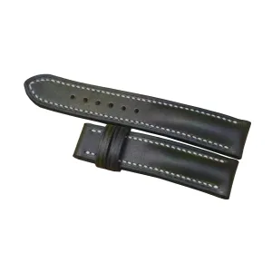 Moss Green leather watch strap, Handmade Vintage Cow leather collision basic ancestry address connote stave watch band (23mm, Steel Folding Clasp) Dark 