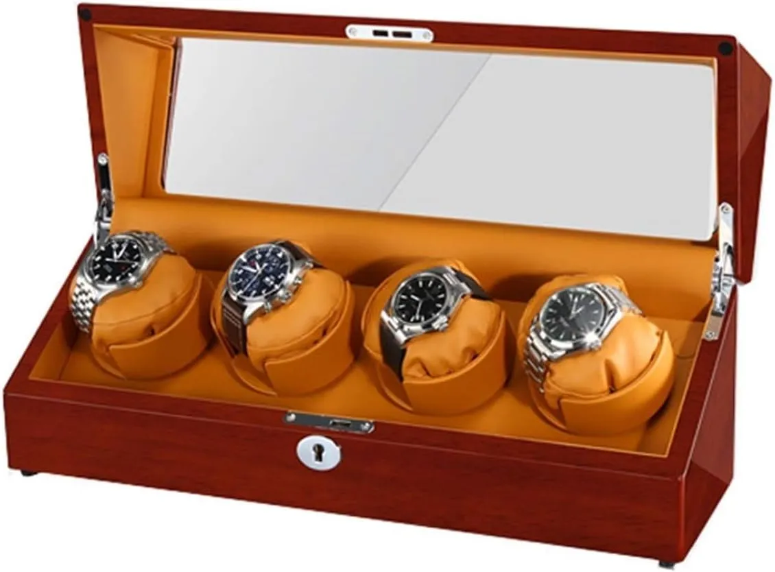 Most Mechanical Watches,B Watch Winder Box - Wooden Watch Storage Display Box, 5 Mode hustle housewares and Mute Roating, Mult-Positiona Watch Boxes Fit 