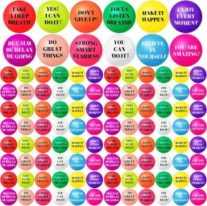 Motivational Stress Balls 2 Inch Inspirational Stress Relief Ball Bulk Hand Exercise Balls Encouraging Colorful Foam Balls Anxiety Small Balls with Quotes for Kids Adults Teens, 12 grading Styles 96 Pieces 