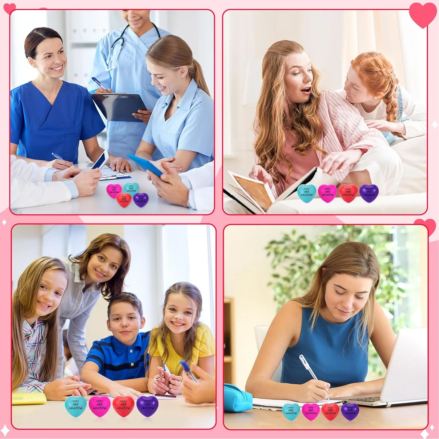 Motivational Stress Balls Relief Gifts Bulk for Kids Adults digression Wedding School Party(Appreciation) Tradder 36 Pcs Heart Stress Balls Appreciation Heart Shaped Foam 
