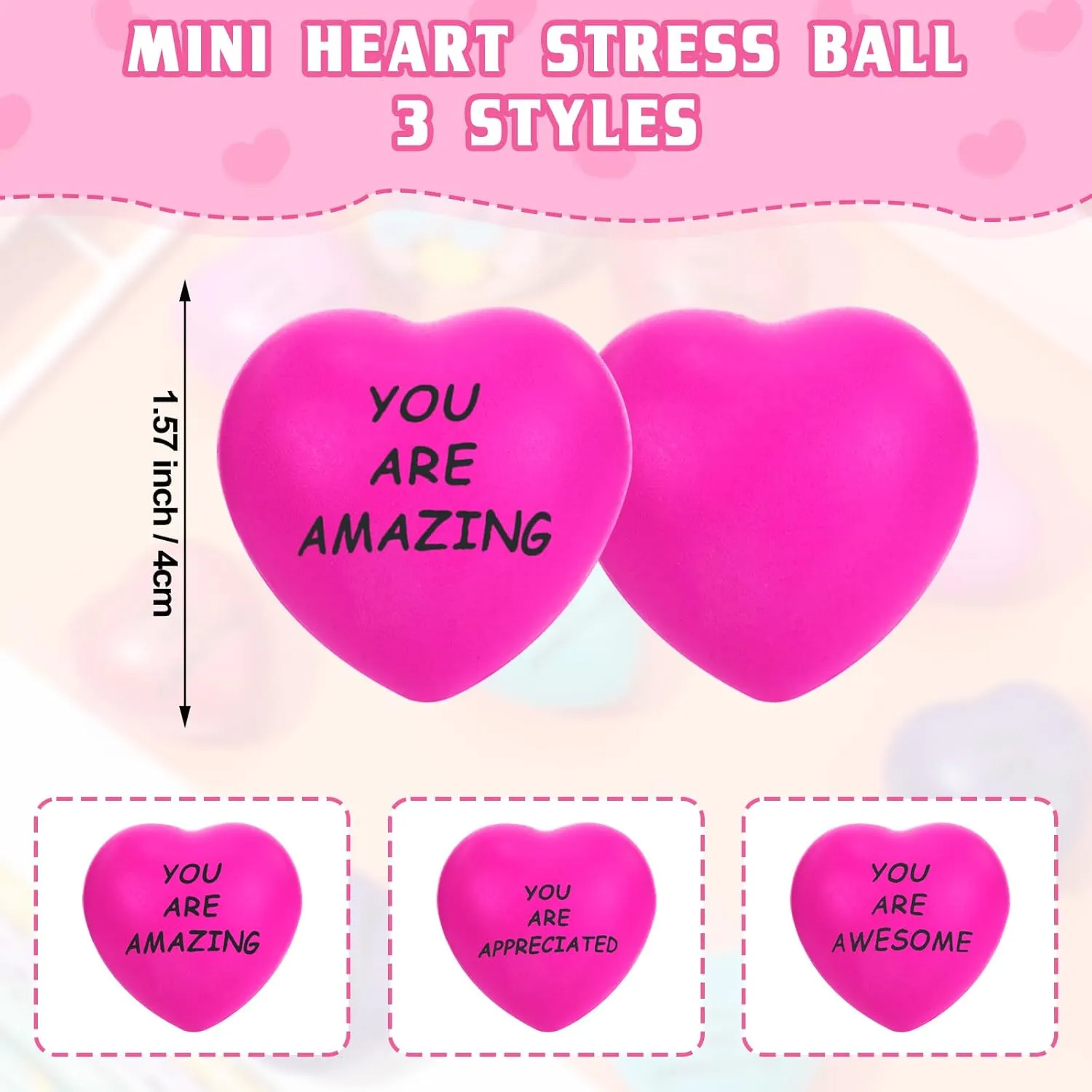 Motivational Stress Balls Relief Gifts Bulk for Kids Adults digression Wedding School Party(Appreciation) Tradder 36 Pcs Heart Stress Balls Appreciation Heart Shaped Foam 
