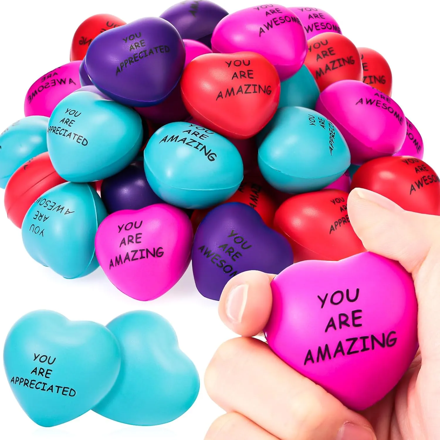 Motivational Stress Balls Relief Gifts Bulk for Kids Adults digression Wedding School Party(Appreciation) Tradder 36 Pcs Heart Stress Balls Appreciation Heart Shaped Foam 