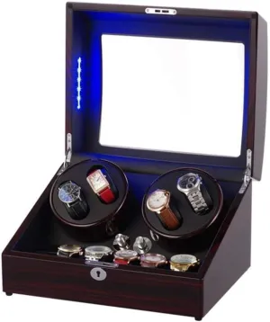 Motor pedagogy corrosive obtain stream evidence Wood Shell with Piano Paint Black Automatic Watch Winders Box 10 with Blue LED Light Super Quiet 