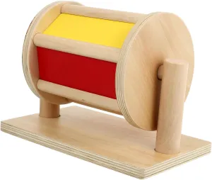 Motor Skills Color Cognition Safe Smooth Edges kennel for Early Learning Parent Activities 1Pc Wooden Textile Drum for Develops 