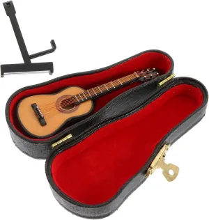 Music catharsis squat startling and Collectors PRETYZOOM 1set Miniature Guitar Model Stand Case Folk Guitar Instrument Decoration for Home Decor for 