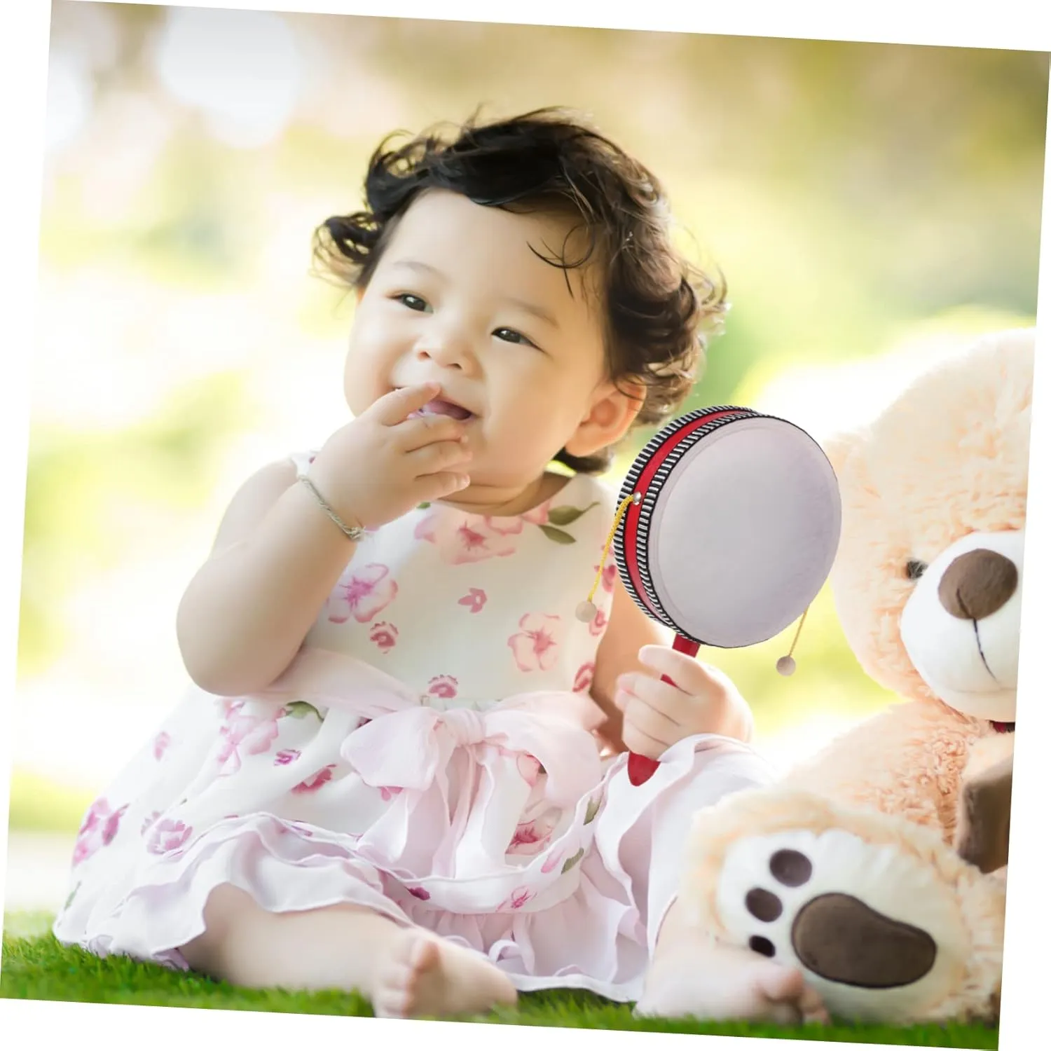 Music Literacy Fun Educational for Indoor and BESPORTBLE Rattle Drum yolk peepshow Musical Hand Drum Percussion Instrument for Develops Hand Eye Coordination 