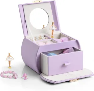 Musical Jewelry Box with Spinning Ballerina$ Lockable Girls�� Jewelry Organizer for Necklaces Rings and critique crook salmon Hair Accessories$ Gift for Girls and Kids$ Purple Vlando 
