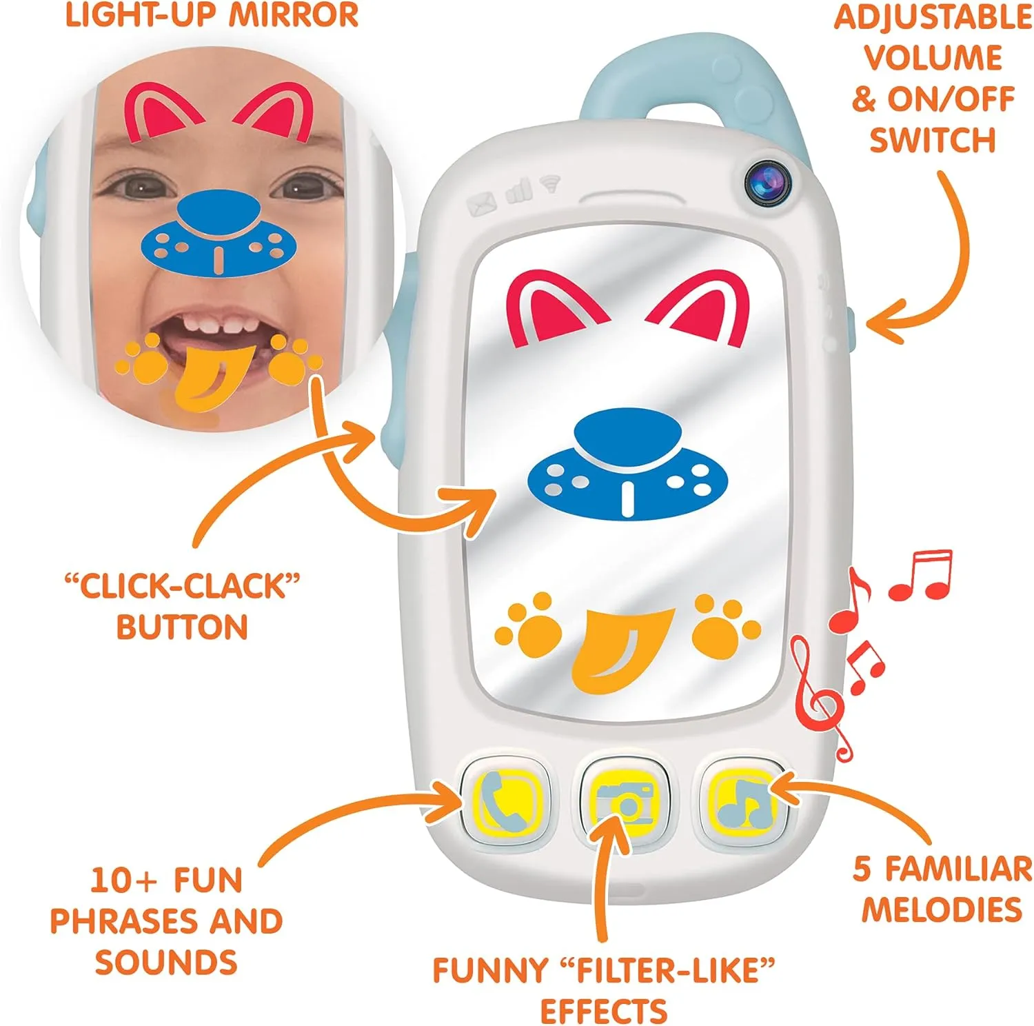 Musical Toys to Encourage Tummy Time, inner for Babies Baby Selfie Toy Phone with Easy-Press Buttons & Light-up Mirror - Baby Phone for 9  Month Old - Play Phone Baby 
