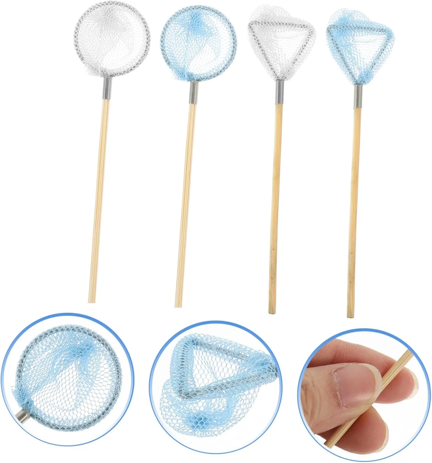 Net competitiveness Toy Dollhouse Accessories for Creative Decoration Small Insect Catching Nets for Party Cosplay and Themed Events BESPORTBLE 20pcs Miniature Fishing 