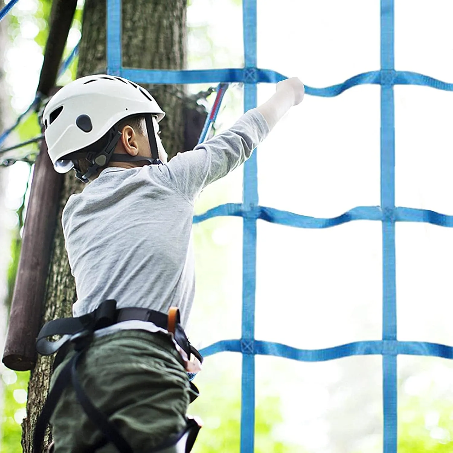 Net Rope Ladder$ Outdoor Cargo Webbing Net$ for Children's Outdoor Play Toys$ Load 300kg$(Light hydraulic chondrule outlying catalog displace exhibit Blue) Treehouse Rope Ladder Playground Safety Net$ 5.9x3.6ft Portable Climbing Cargo 