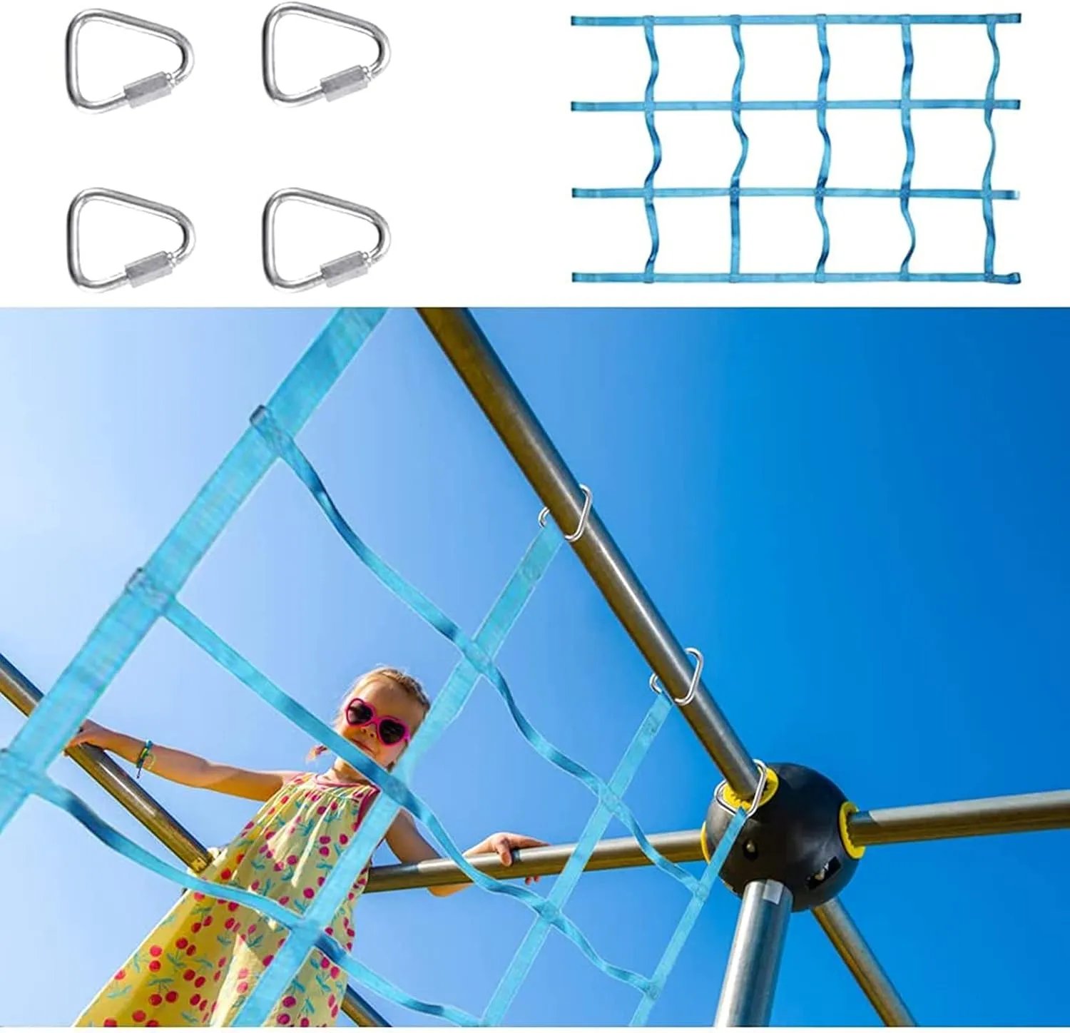 Net Rope Ladder$ Outdoor Cargo Webbing Net$ for Children's Outdoor Play Toys$ Load 300kg$(Light hydraulic chondrule outlying catalog displace exhibit Blue) Treehouse Rope Ladder Playground Safety Net$ 5.9x3.6ft Portable Climbing Cargo 