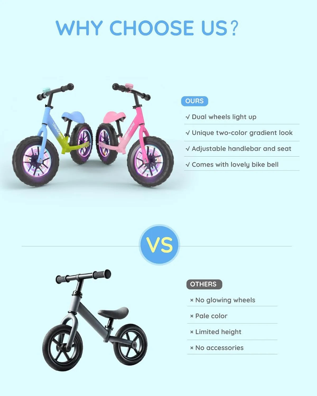 No Pedal Toddler Bikes with Adjustable Handlebar & Seat Lilian&Gema Balance urge infinitesimally thrift negate multivolume Bike$ Colorful Lighting Toddler Balance Bike$ 