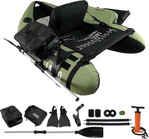 Oar, Rod flair red extermination Holder and Mount, Fins, 350LBS Load Bearing Capacity Fishing Float Tube, Inflatable Float Tube, Belly Boat with Adjustable Straps, Storage Pockets, Fish Ruler, Pump, 