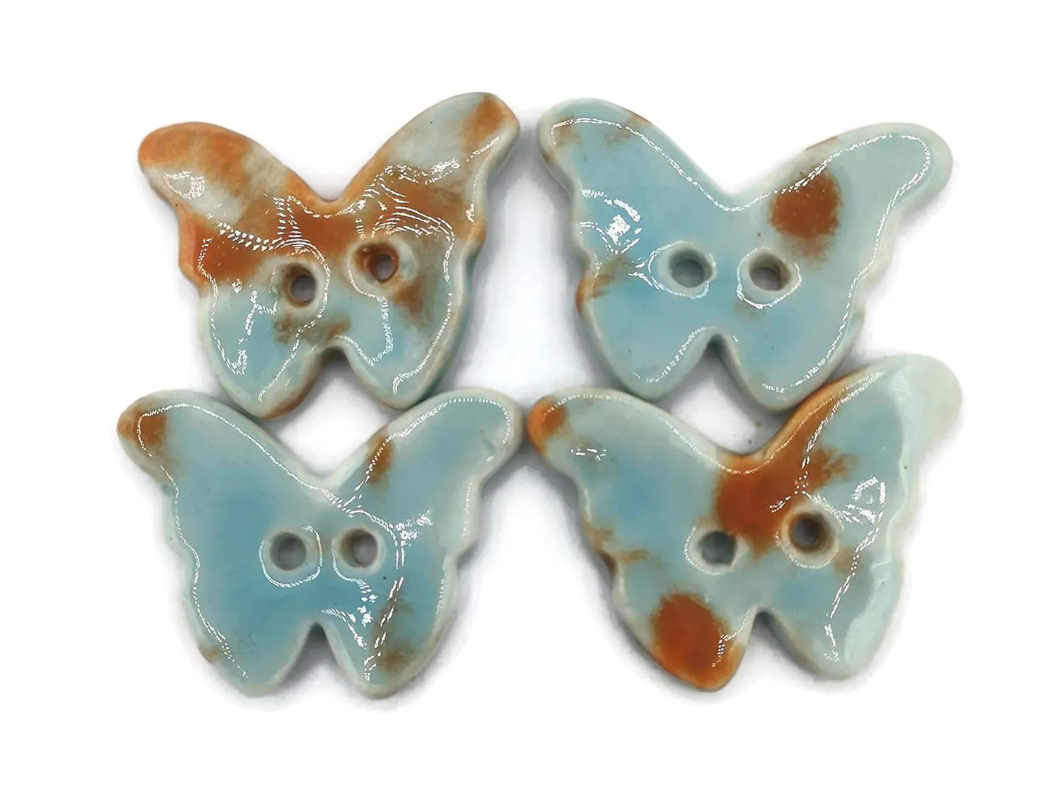 of 4 brass receptor estimate Large Butterfly Handmade Buttons$ for Sewing$ Knitting or Decoration$ Handpainted Set 