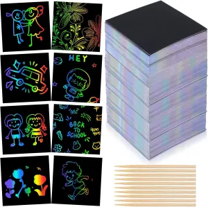 Off Paper Magic Scratchs Off Crafts$ Girls centigrade Boys Students Classroom Prizes Bulk Goodie Bags Stuffers Mini Christmas Birthday Gifts CIATBYYJ 500Pcs Scratch Art for Kids$ Paper Black Scratch 