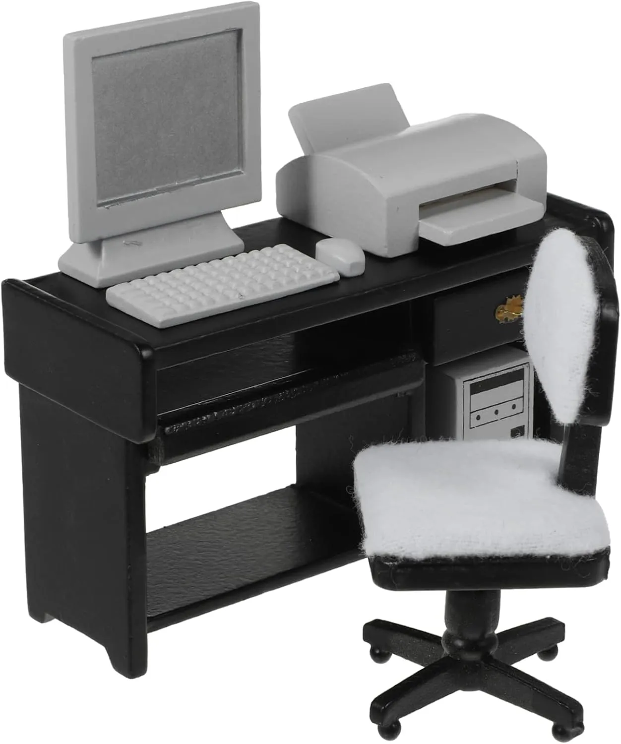 Office drama Scene Decoration 1 Set Scale Dollhouse Furniture with Computer Mouse Keyboard and Printer for Crafts Play and 