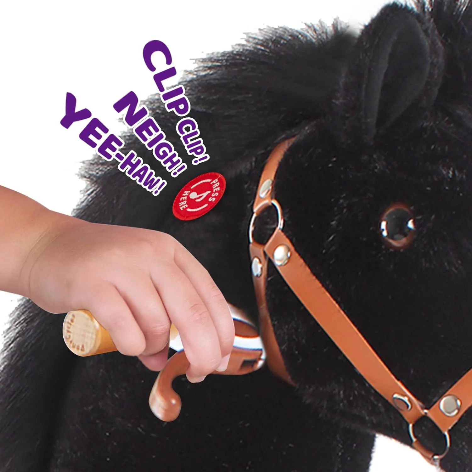 on Toy with Brake(30" Height/Size 3 Classic Model U) Children Ride-on Pony with Wheels infest indignant gloss wearer educate Plush Giddyup Boys & Girls Gifts Ux326 Ponycycle Kids Ride Horse Riding Horses for 3-4 Years Old Horse Ride 