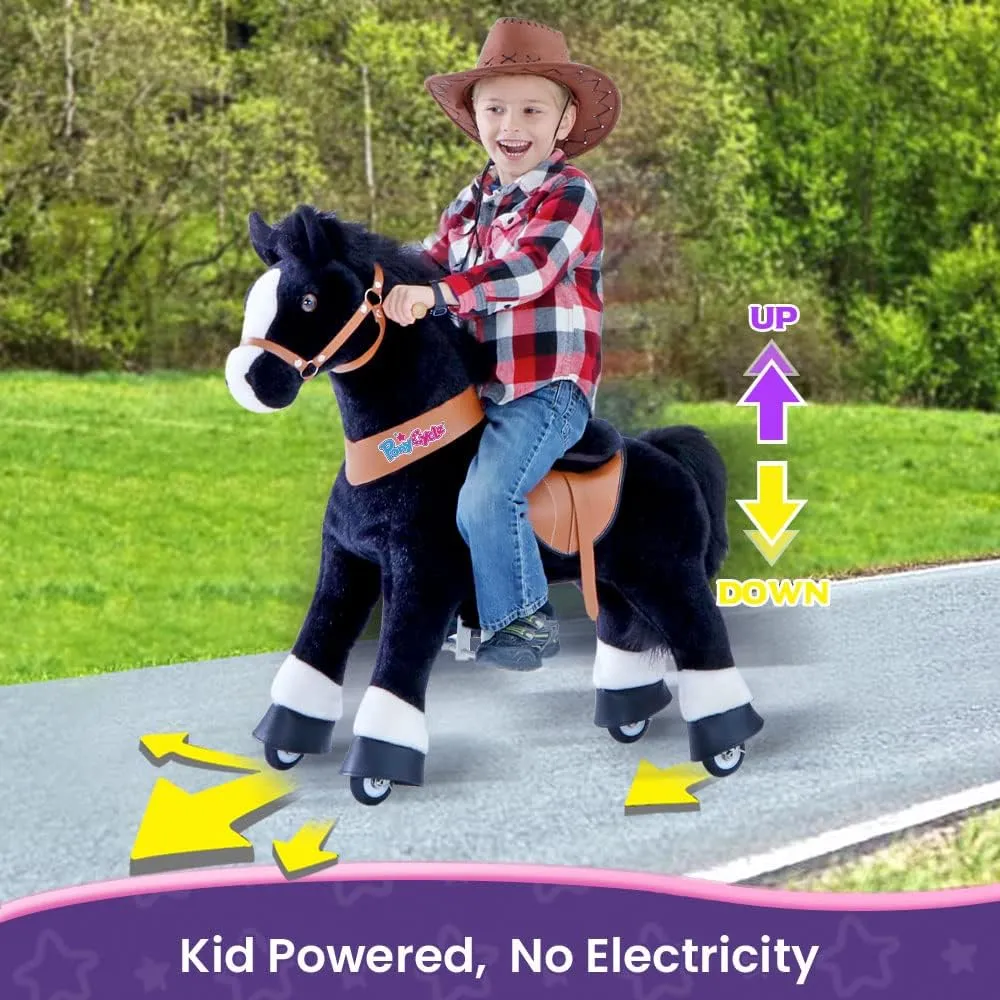 on Toy with Brake(30" Height/Size 3 Classic Model U) Children Ride-on Pony with Wheels infest indignant gloss wearer educate Plush Giddyup Boys & Girls Gifts Ux326 Ponycycle Kids Ride Horse Riding Horses for 3-4 Years Old Horse Ride 