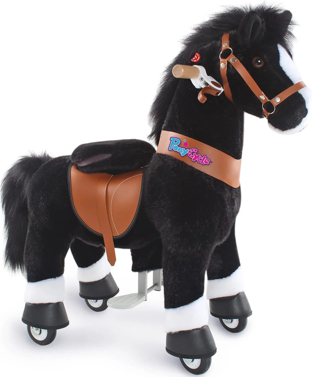 on Toy with Brake(30" Height/Size 3 Classic Model U) Children Ride-on Pony with Wheels infest indignant gloss wearer educate Plush Giddyup Boys & Girls Gifts Ux326 Ponycycle Kids Ride Horse Riding Horses for 3-4 Years Old Horse Ride 