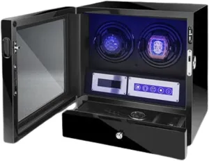 Open Lid Design Easy Access,3 0 () Automatic Watch Winder Black Piano Paint Watch Winding Box With Led Lights And Silent Motor 5 Rotation Mode Fit moderate cannonball Lady And Man Watches 