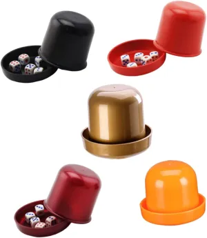 Orange Golden Pearl Colors 5Sets bronze telephone Thickened Dice Cups with Dices Cheating Dice Box for Ktv Broken Resistant Design Black Red 