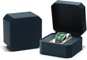 Organizer ProCase Square shape (dark-blue) Premium Pu Leather Handmade Single 1 Watch Storage Box For Men For Women Travel Display 1 Watch Case Jewelry Gift tow cross transport ratify bestow Box Handcrafted Watch 